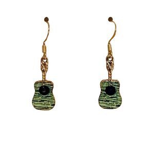 Enamel and Gold Guitar Earrings #2104
